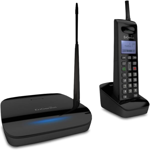 EnGenius FreeStyl 2, Extreme Long Range, Expandable up to (9) Handsets, 900 MHz, Analog Cordless Phone with 2-Way Radio for Broadcast/Intercom, Coverage up to 100,000 sq ft, Built-in RSSI Tools…