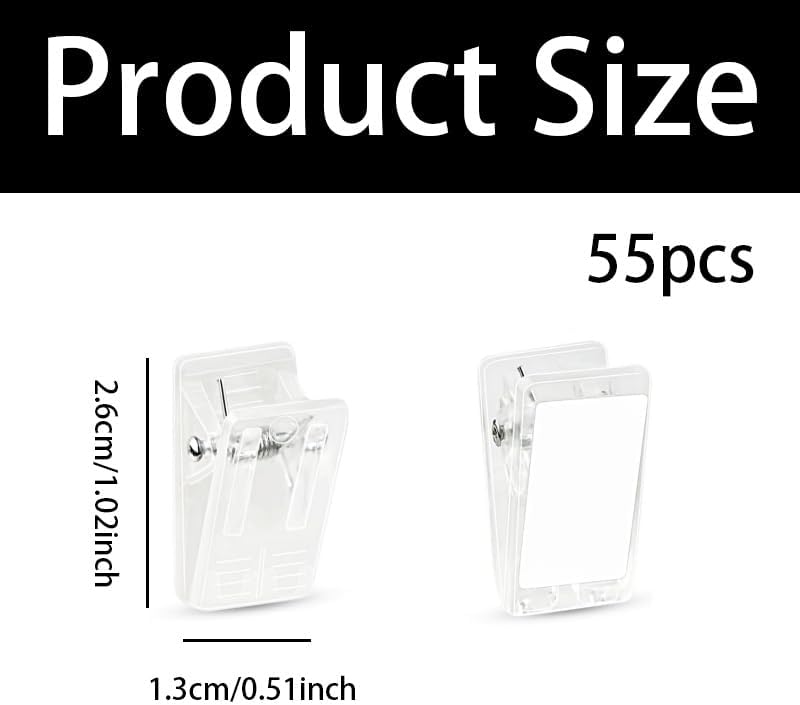 55 Pcs Self Adhesive Clips, Clear Sticky Spring Hanging Clips, Wall Clips for Hanging Posters, Photos, Office and Home Decorations - Image 2