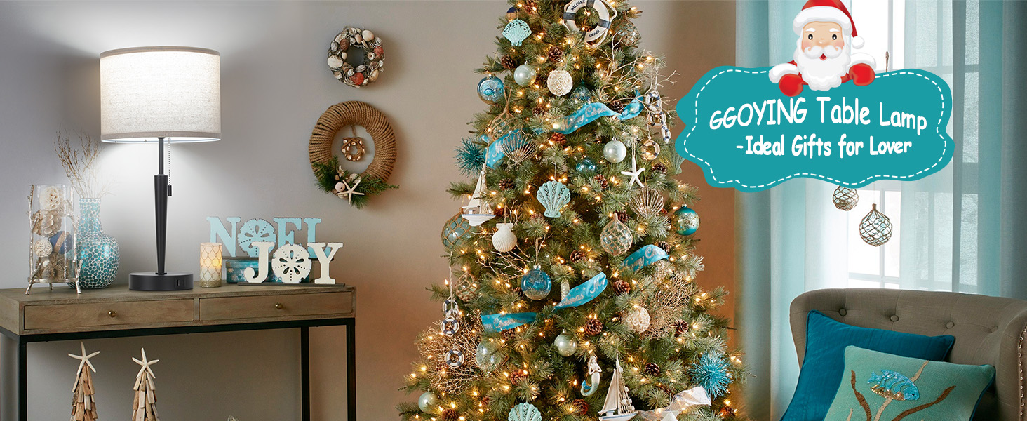 2-pack pull chain table lamp with usb c and usb a charging ports