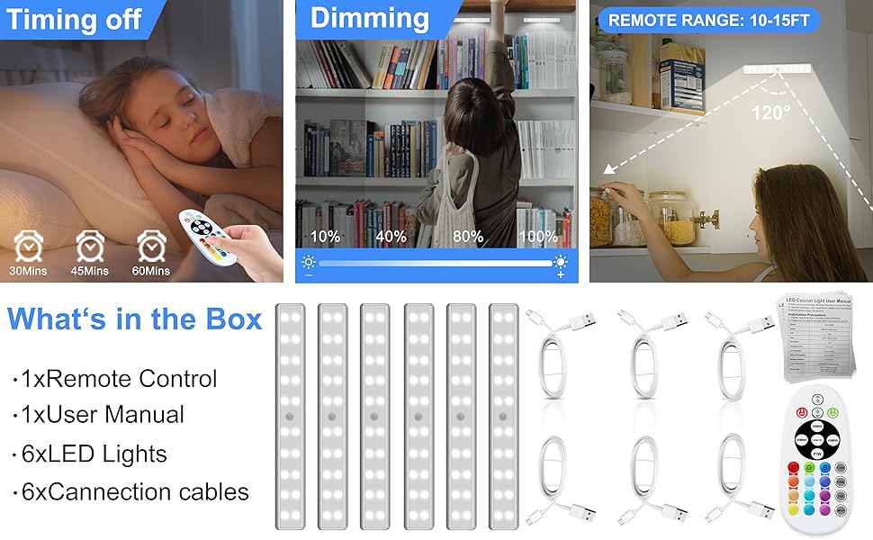 remote control cabinet lights, timming&amp;dimmable closet lights