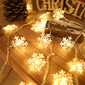 Solar Christmas Snowflake String Lights