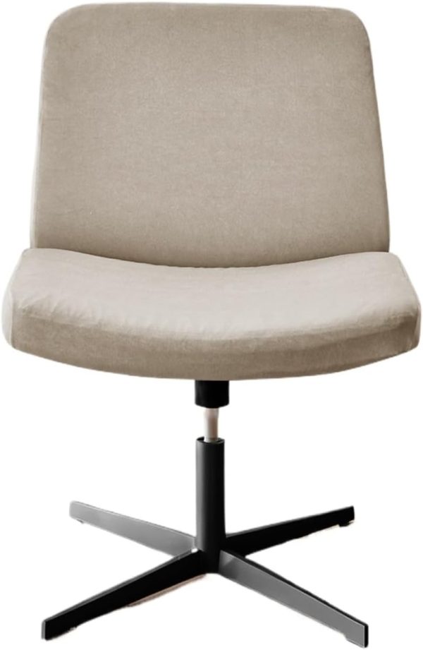 Criss Cross Chair Slipcover,Armless Office Chair Covers, Mid Back Wide Seat Computer Task Vanity Accent Chair Covers for Home Office (Khaki,Standard)