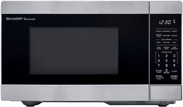 SHARP Compact Countertop Microwave Oven with Removable 10" Carousel Turntable, 700 Watt, 0.7 Cubic Feet, Stainless Steel