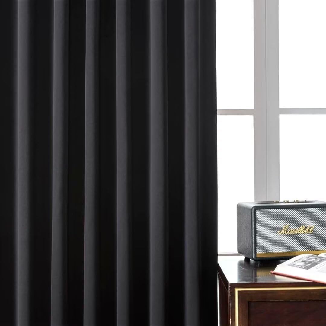 Joydeco Blackout Curtains for Bedroom, Black Out Curtains 96 Inch Long, Black Curtains with Rod Pocket Back Tab, Room Darken Light Blocking Noise Reducing Wrinkle-Free Drapes for Living Room, 2 Panels - Image 6