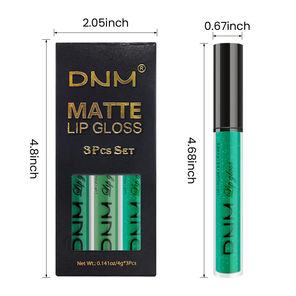 evpct 3Pcs Dark Pale Teal Forest Emerald Green Matte Glitter Shimmer Shiny Liquid Lipstick Lip Stain Sets for Women Matte+Lipstick Long Lasting Waterproof 24 hr Magic Lipstick 24 Hours original - Image 6