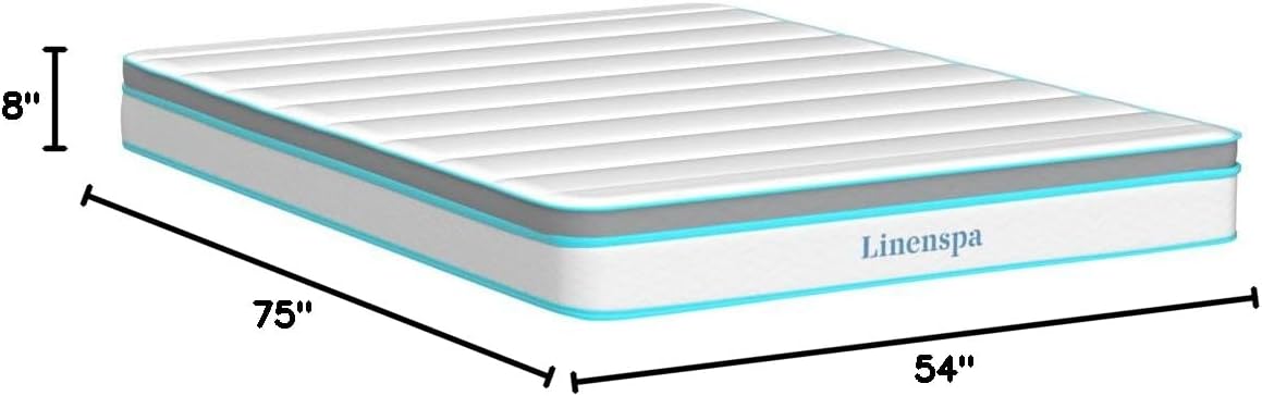 Linenspa 8 Inch Memory Foam and Spring Hybrid Mattress - Medium Firm Feel - Bed in a Box - Quality Comfort and Adaptive Support - Breathable - Cooling - Guest and Kids Bedroom - Full Size - Image 2