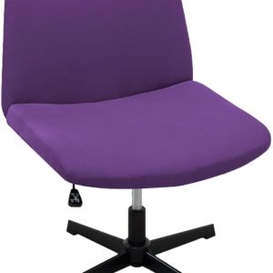 Criss Cross Office Chair Cover, Replaceable Stretch Armless Wide Seat Chair Protector Cover, for Home Office Chair Decor(Purple)