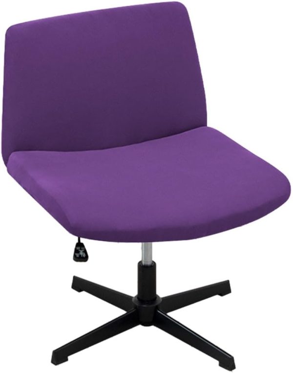 Criss Cross Office Chair Cover, Replaceable Stretch Armless Wide Seat Chair Protector Cover, for Home Office Chair Decor(Purple)