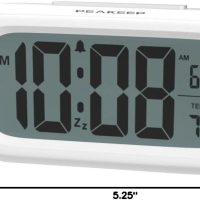 Peakeep Night Light Digital Alarm Clock Battery Operated with Indoor Temperature, Desk Small Clock (White) - Image 8