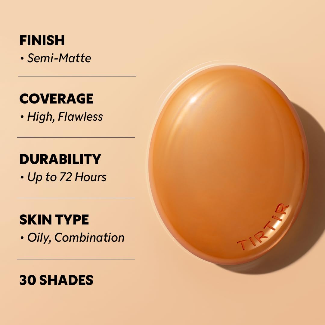 TIRTIR Mask Fit Ai Filter Cushion Foundation | AI-Like Semi-Matte Finish - Up to 72-Hour Medium to Full Coverage Korean BB Cushion Make up Beauty, #23N Sand, 0.63 Fl Oz - Image 4