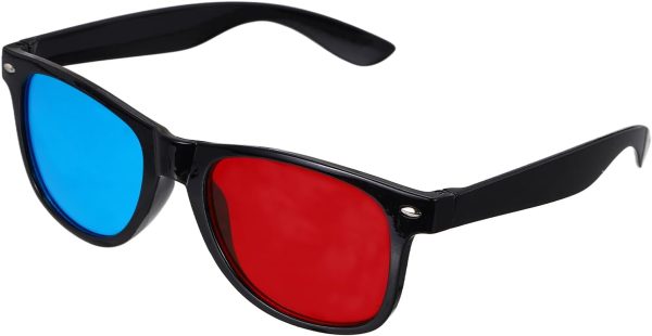 MECCANIXITY 4pcs Red Blue 3D Viewing Glasses, Plastic 3D Movies Glass for TV Anaglyph Stereoscopic Projection Video Game, 5.7 Inch Black Frame