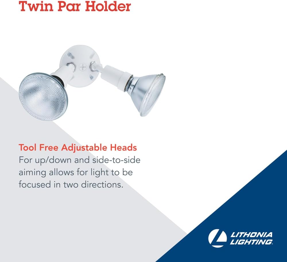 DESIGNERS FOUNTAIN 2067-BK Builder Cast Outdoor Flush Mount Ceiling Light, 10.5 in W, Black & Lithonia Lighting OFTH 300PR 120 WH M12 Adjustable Twin Par Holder Standard Outdoor Flood Light - Image 2