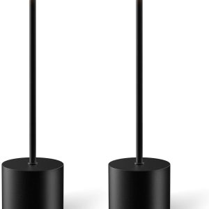 Cordless Table Lamp Set of 2, Rechargeable 5000mAh Battery Powered Outdoor Table Lamps, Portable LED Desk Lamp, 3 Color Dimmable Light for Restaurant, Patio, Bedroom, Bedside Night Lamp(Black)