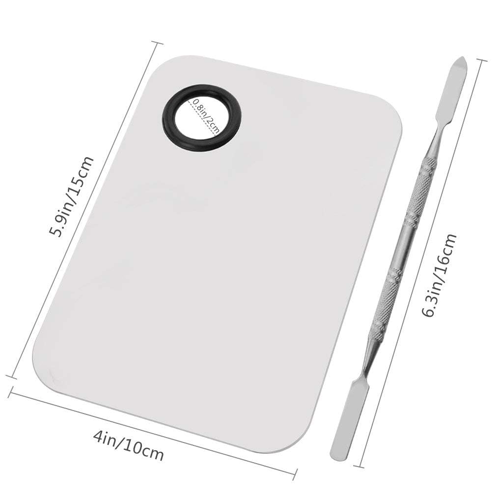 Professional Stainless Steel Makeup Palette Cosmetic Palette with Spatula Tool For Nail Art Eye Shadow Eyelash Makeup Professional Pigment Blending(6 x 4 Inch Sliver) - Image 2