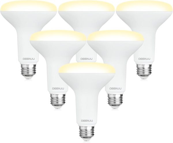BR30 LED Bulb, Dimmable Flood Lights Indoor CRI80 7W Equivalent 65W 2700K Soft White 650 Lumens, 15000 Lifetime Hours Recessed Light Bulbs, Interior E26 Base LED Can Light Bulbs, 6 Pack