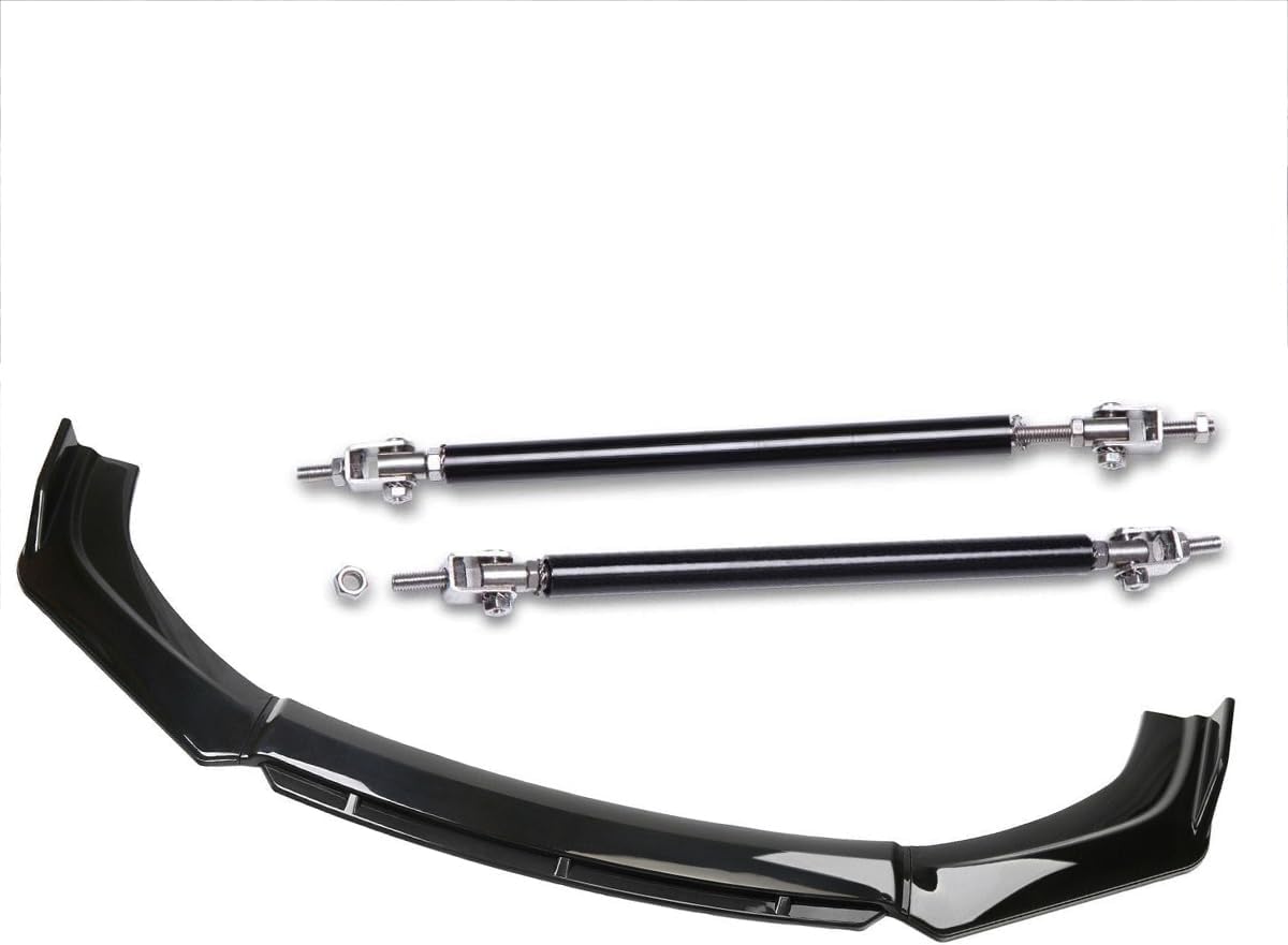 Compatible with 2009-2021 Cadi-llac CTS CTS-V Front Bumper Lip Body Kit Spoiler Splitter + Strut Rods Chin Diffuser Glossy Black - Image 2