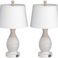 PARTPHONER Table Lamps Set of 2, Bedside Touch Lamp with USB C+A Charging Ports, Side Table Lamp with White Fabric Shade (LED Bulbs Included) - Image 2