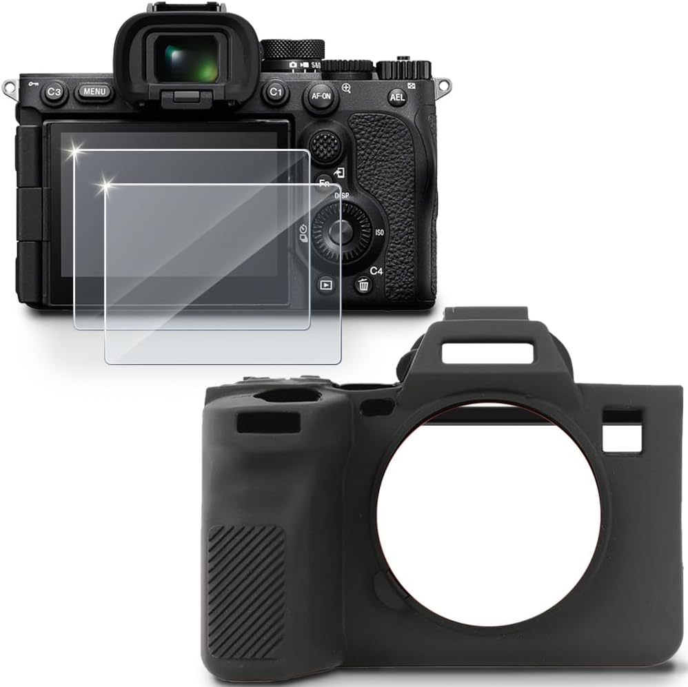 Screen Protector Compatible for Sony Alpha A7R5 / 7R V Camera,Tempered Glass Film Anti Scratch High Definition and Soft Silicone Case for Sony A7R5