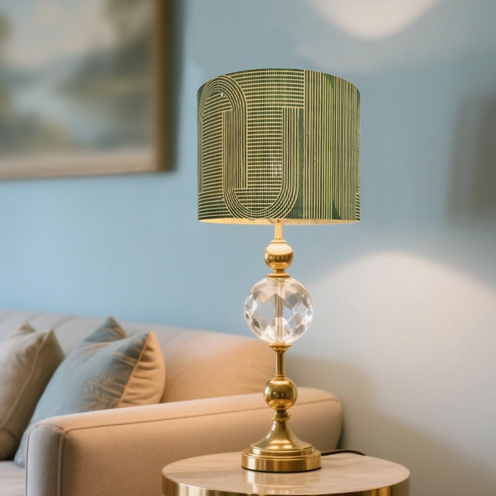 Rustic lamp Shade Bamboo with Decorative Green Geometric Figure Bucket Shaped Translucent Ideal for Living Room Bedroom Groovy Unique Easy Assemble Size 11.8 * 9.05Inch (Art Deco B) - Image 3