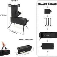 Rocket Stove Portable Folding Wood Burning Camping Stove for Outdoor Cooking, Picnic, BBQ, Hunting, Fishing, Cast Steel Pocket Rocket Stove with Carrying Bag - Image 7