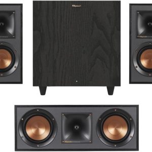 Klipsch Home Theater Bundle: R-41M Bookshelf Speakers, R-80SWi Wireless Subwoofer, R-52C Center Channel Speaker - Powerful 3.1 System