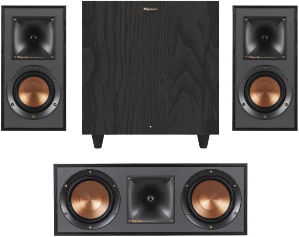 Klipsch Home Theater Bundle: R-41M Bookshelf Speakers, R-80SWi Wireless Subwoofer, R-52C Center Channel Speaker - Powerful 3.1 System