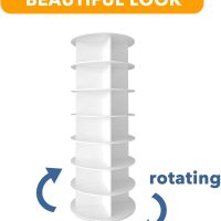 SpaceAid 7 Tier Rotating Shoe Rack Tower, Spinning Shoe Display Lazy Susan, Revolving 360 Shoe Rack Storage Round Carousel, Vertical Handbag Rotate Shoes Closet Organization (7-Tier White) - Image 7