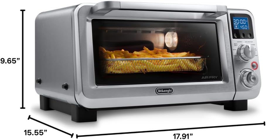 De'Longhi Digital Air Fry Convection Toaster Oven 14L Stainless Steel, Air Fry Oven, 9-in-1, Grills, Broils, Bakes, Roasts, Reheats, Keep Warm, Non-Stick, Scratch-Resistant Interior, 1800-Watts - Image 2