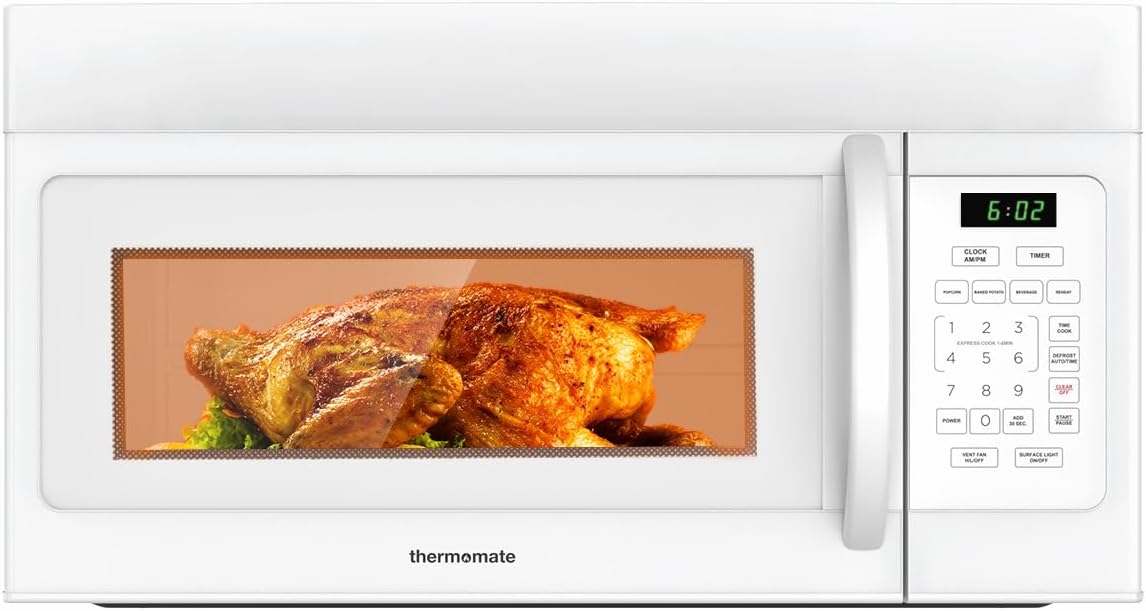 ThermoMate 30" Over-the-Range Microwave Oven with 1.7 Cu. Ft. Capacity, 1000 Cooking Watts, One-Touch Cooking Options, 300 CFM, LED Lighting, White