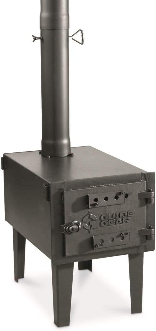 Guide Gear Outdoor Wood Burning Stove; Portable with Chimney Pipe for Cooking and Camping - Image 4