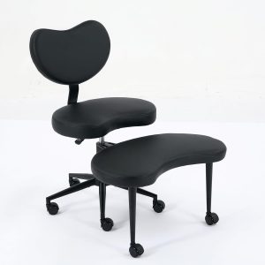 Cross Legged Office Chair with Wheels, Meditation Chair, ADHD Desk Chair, Adjustable Height Yoga Office Chair, Wide Criss Cross Chair with Lumbar Support, Kneeling Chair (Black + PU Leather)
