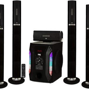 Acoustic Audio AAT1002 Bluetooth Tower 5.1 Home Theater Speaker System with 8" Powered Subwoofer