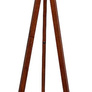 LEPOWER Wood Tripod Floor Lamp, Mid Century Standing Lamp, Modern Design Studying Light for Living Room, Bedroom, Study Room and Office, Flaxen Linen Shade with E26 Base Brown