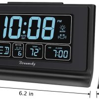 DreamSky Alarm Clocks for Bedrooms with Battery Backup, Auto Set Digital Clock with Date and Day of Week, Temperature, USB Port, Auto DST, Dimmer, 12/24H - Image 6