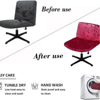 Armless Chair Slipcover Criss Cross Accent Mid Back Wide Seat Swivel Task Chair Protector Stretch Removable for Living Room Bedroom Accent Chair (Wine-red) - Image 6