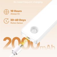 Under Cabinet Lighting,3 Color Temperatures Motion Sensor Light Indoor 2 Pack, USB Rechargeable Battery Operated Closet Lights, Wireless Dimmable LED Cabinet Lights, Under Counter Light for Kitchen - Image 5
