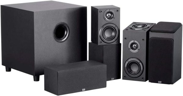 Monoprice Premium 5.1.2 Channel Immersive Home Theater System - With 8 Inch 200 Watt Subwoofer, Black