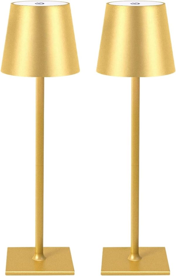 2 Pack Cordless Table Lamps, 3 Colors Stepless Dimming, 5000mAh Rechargeable Battery LED Desk Lamp for Bedroom/Couple Dinner/Desk/Cafe/Dining Room/Terrace