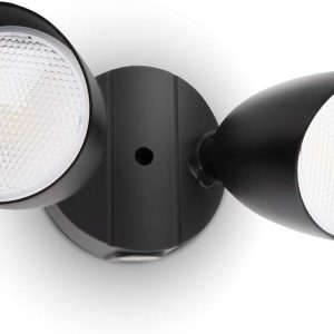 LUTEC 6222B 3500 Lumen 32 Watt 28 LED Dual-Head Floodlight Outdoor, Full Metal Design, Waterproof Exterior Security Wall Light 5000K for Patio, Garden, Yard-Black