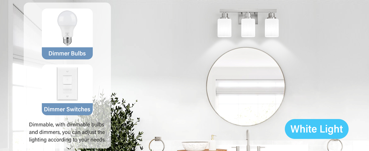 brushed nickel 3-light bathroom light fixtures vanity lights bathroom lighting over mirror square