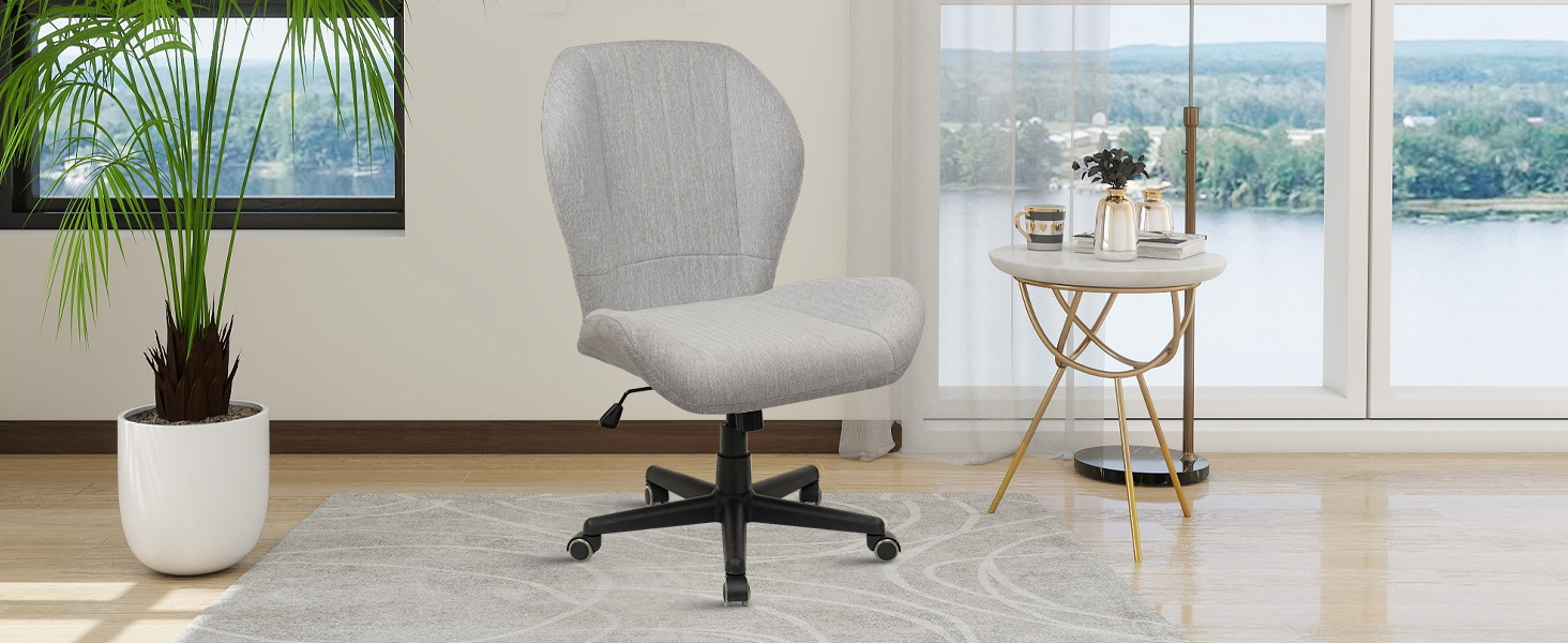 armless grey fabric computer chair