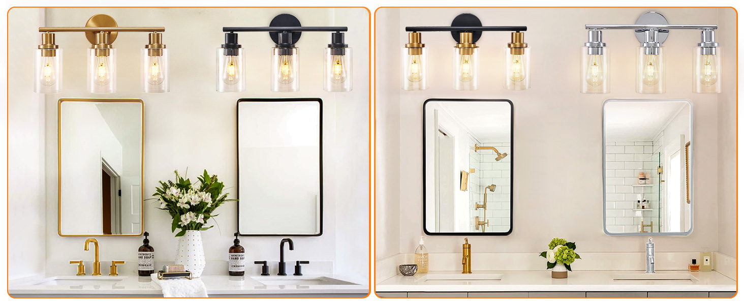 This exquisite bathroom light features a strong and robust metal lamp pole