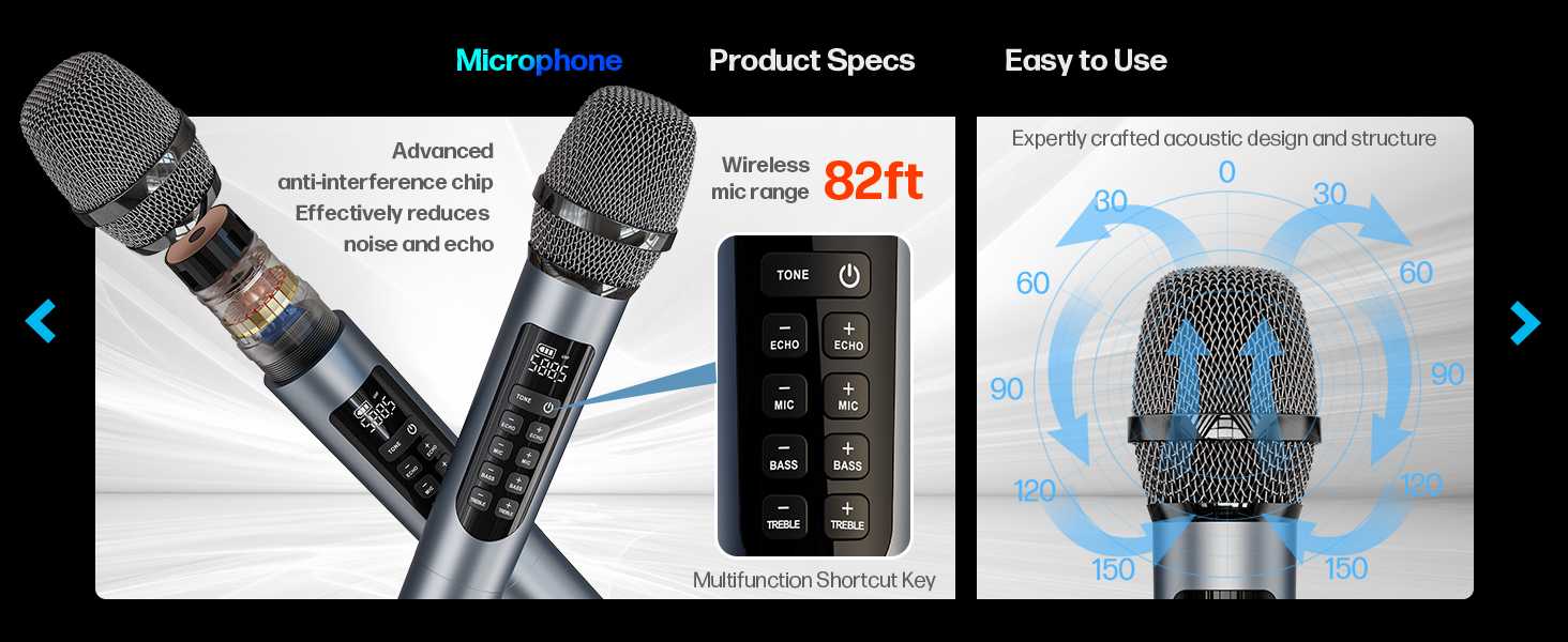 Includes 2 wireless microphones