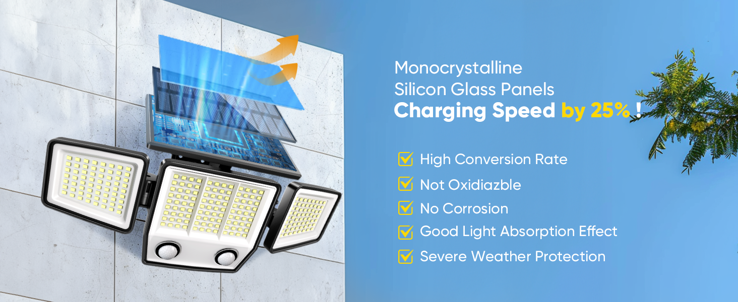 Solar Motion Lights Outdoor Waterproof - 3000LM 3 Modes Solar Security Lights Motion Outdoor