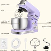 Stand Mixer, Kitchen in the box 3.2Qt Small Electric Food Mixer,6 Speeds Portable Lightweight Kitchen Mixer for Daily Use with Egg Whisk,Dough Hook,Flat Beater (Purple) - Image 3