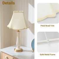 Bell Lamp Shades Set of 2, Cream Fancy Square Lamp Shade with Petal Edge Braid, 5.1" x 12.6" x 9.1" Lampshades for Table Lamps Floor Lamps, Spider, Harp Holders Included, Assembly Required - Image 6