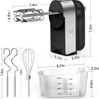 Hand Mixer Electric, 450W Kitchen Mixers with Scale Cup Storage Case, Turbo Boost/Self-Control Speed + 5 Speed + Eject Button + 5 Stainless Steel Accessories, For Easy Whipping Dough,Cream,Cake - Image 5