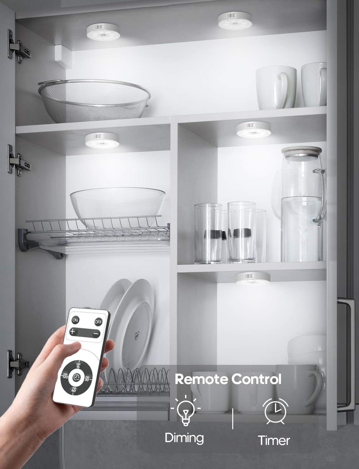 Led Under Cabinet Lighting, Motion Sensor Light Indoor, 1000mAh Puck Lights with IR Remote, Rechargeable Under Counter Lights for Kitchen,Cabinets,Closet,Stairs Indoor (6 Pack) - Image 5