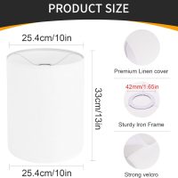 White Linen Tall Drum Lampshade, 10" Top x 10" Bottom x 13" High Lamp Shade, Lamp Shade Replacement for Table and Floor Lamps, Pendant Light, Handcrafted Lampshade, Easy Assembly - Image 4