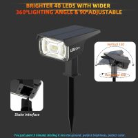 Solar Outdoor,40 LEDs Color Changing RGB Solar Landscape Path Lights,USB & Solar Powered Multicoloured Spotlights,14 Colors Auto Cycling Spotlights for Yard,Garden,2 Pack - Image 6